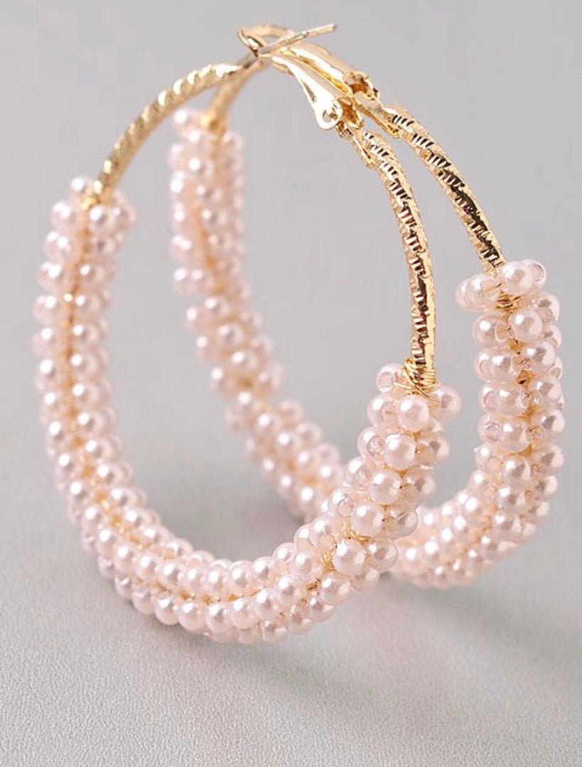 Pearl Beaded Hoops