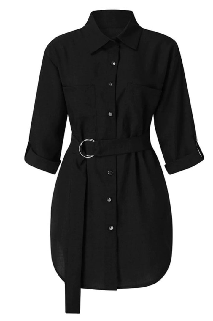 Belted Half Sleeve Mini Dress