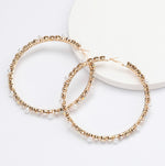Load image into Gallery viewer, Rhinestone and Pearl Hoops