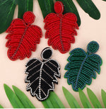 Load image into Gallery viewer, Beaded Boho Leaf Earrings