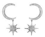 Load image into Gallery viewer, Moon and Star Rhinestone Earrings