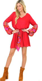 Load image into Gallery viewer, Judith March Gypsy Embroidered Dress with Belt