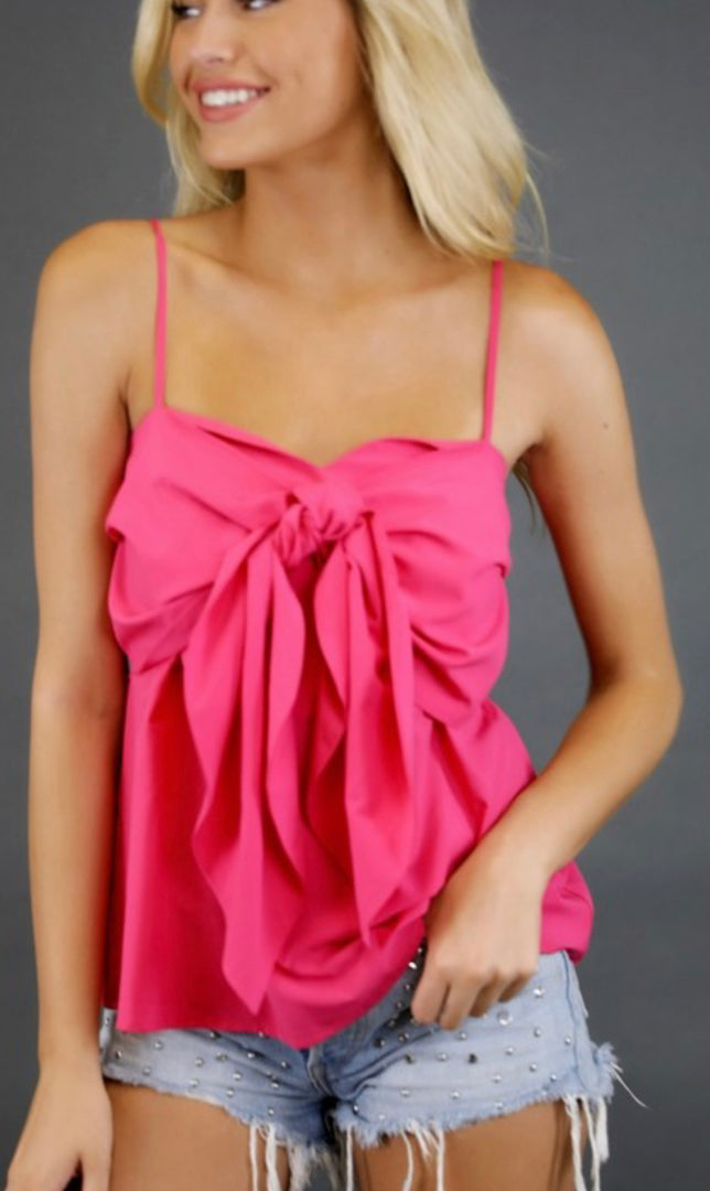 Raspberry Tie Front Top