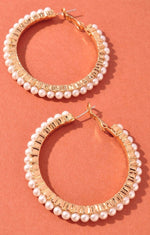 Load image into Gallery viewer, Vera Gold and Pearl Hoop Earrings