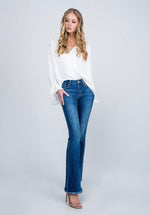Load image into Gallery viewer, Mid Rise Boot Cut with Frayed Hem