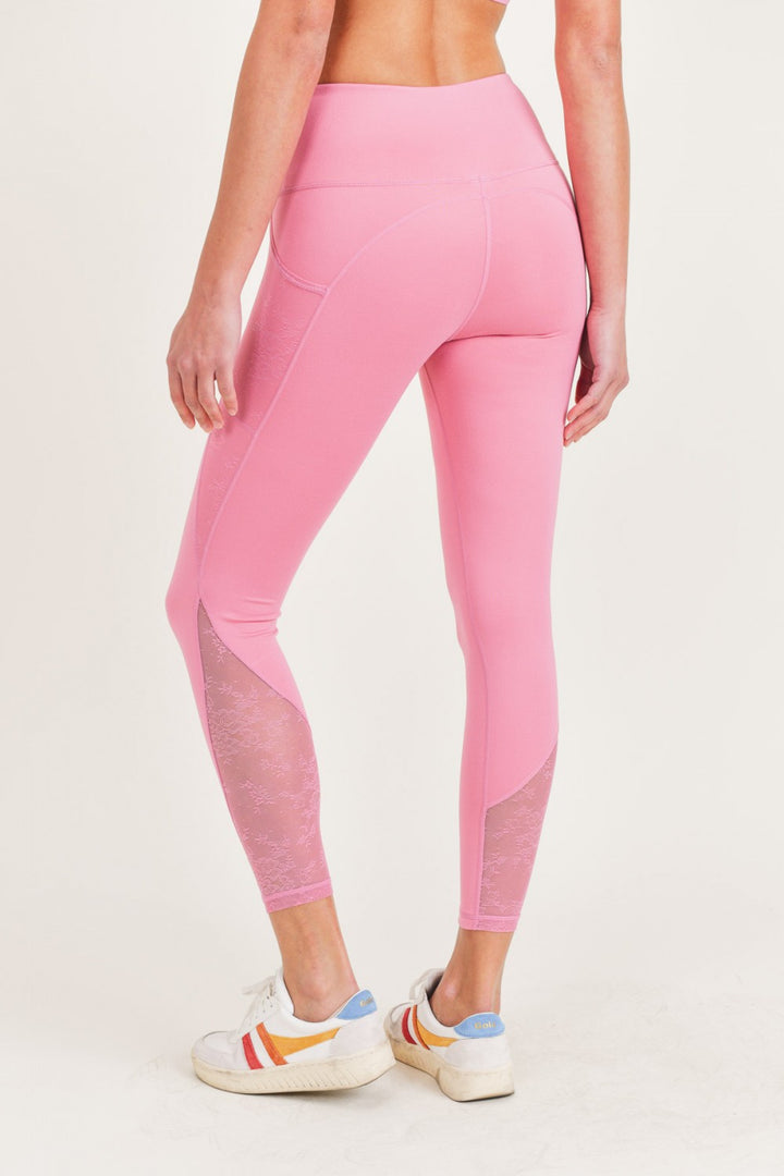 Highwaist Leggings with Floral Lace cutout