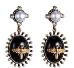 Load image into Gallery viewer, Pearl Drop with Bee Earrings
