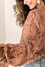 Load image into Gallery viewer, Flower Pattern Lace Mesh Blouse