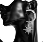 Load image into Gallery viewer, Moon and Star Rhinestone Earrings