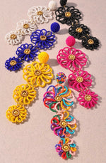 Load image into Gallery viewer, Rice Bead Flower Drop Earrings