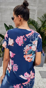 Load image into Gallery viewer, V Neck Short Sleeve Floral Top
