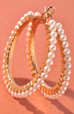 Load image into Gallery viewer, Vera Gold and Pearl Hoop Earrings