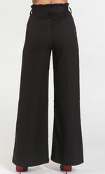 Load image into Gallery viewer, Wide Leg Black Pants with Tie Belt