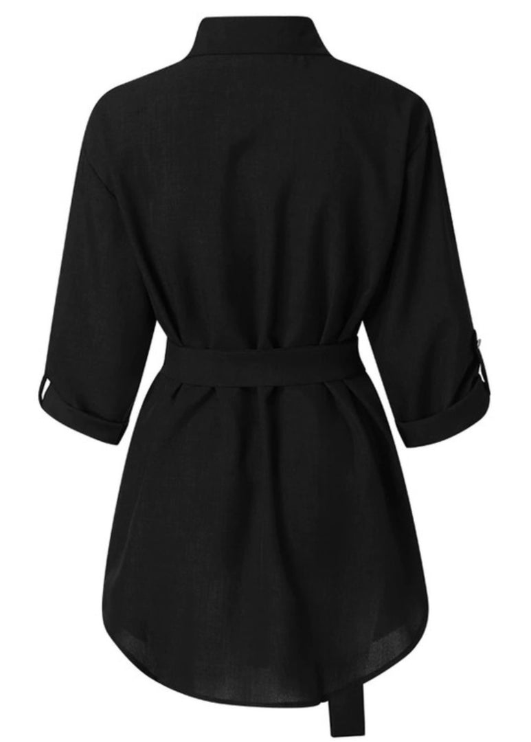 Belted Half Sleeve Mini Dress