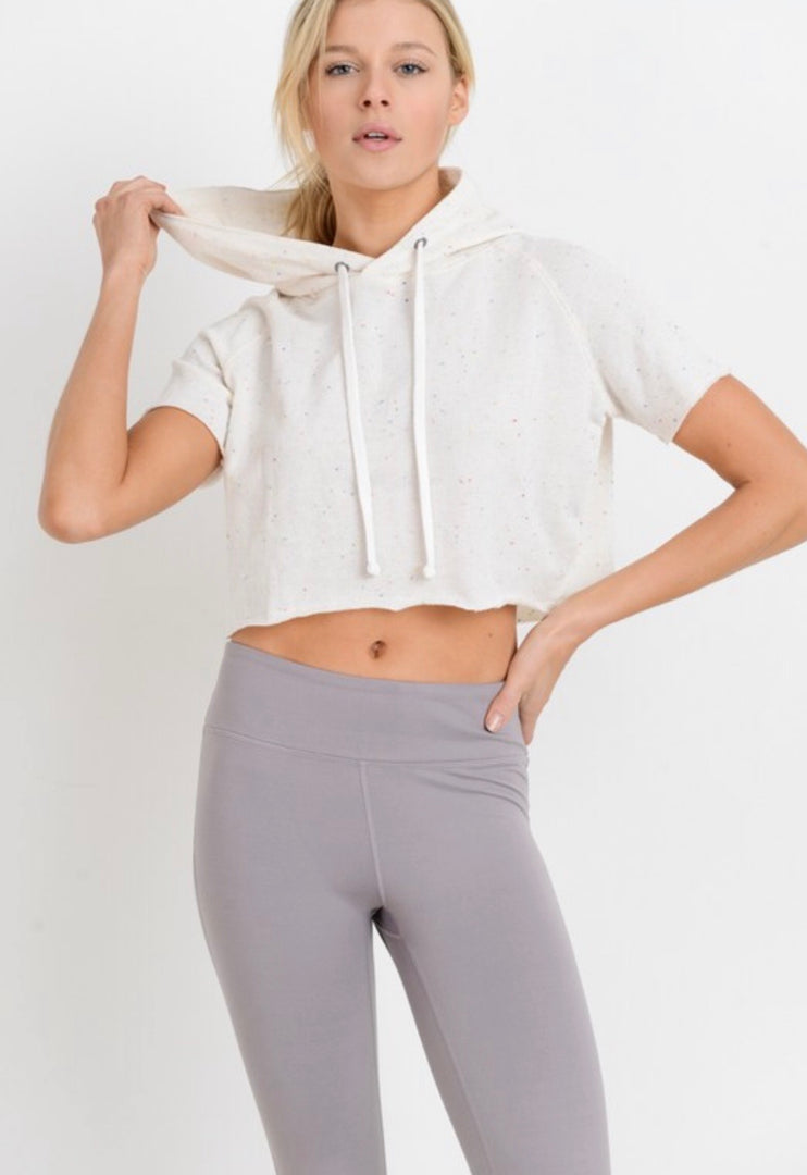 Confetti Print Crop Hoodie