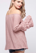 Load image into Gallery viewer, Off Shoulder Long Ruffle Sleeve Top