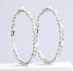 Load image into Gallery viewer, Rhinestone and Pearl Hoops