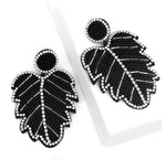 Load image into Gallery viewer, Beaded Boho Leaf Earrings