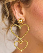 Load image into Gallery viewer, Double the Love Heart Earrings