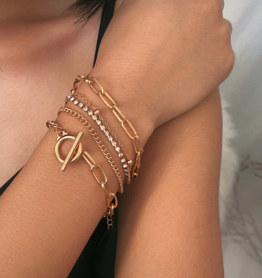 Layered Clasp Bracelet Set