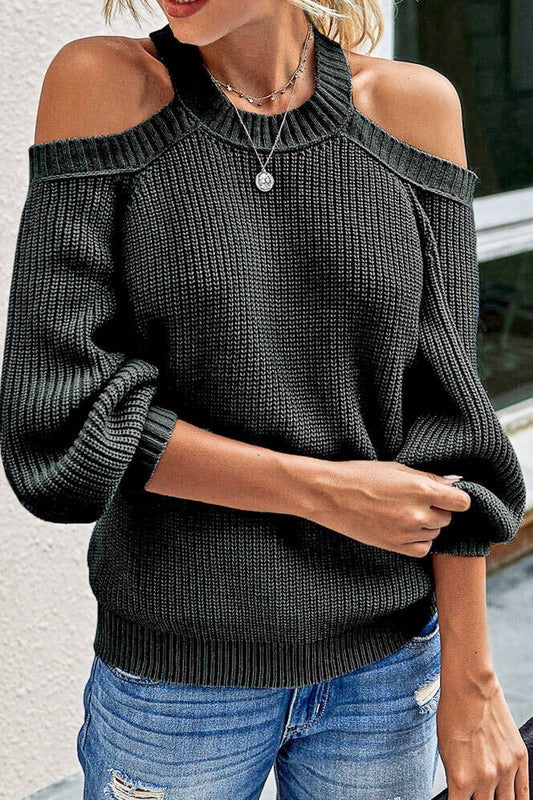 Cutout halter neck knitted sweater