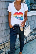 Load image into Gallery viewer, Summer KISS V Neck T-shirt