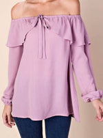 Load image into Gallery viewer, Off the shoulder front tie ruffle top