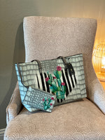 Load image into Gallery viewer, Custom Hand Painted Chic Cactus Croc Vegan Leather