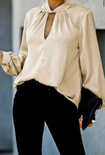 Load image into Gallery viewer, Front Seam with Cutout Puff Sleeve Blouse