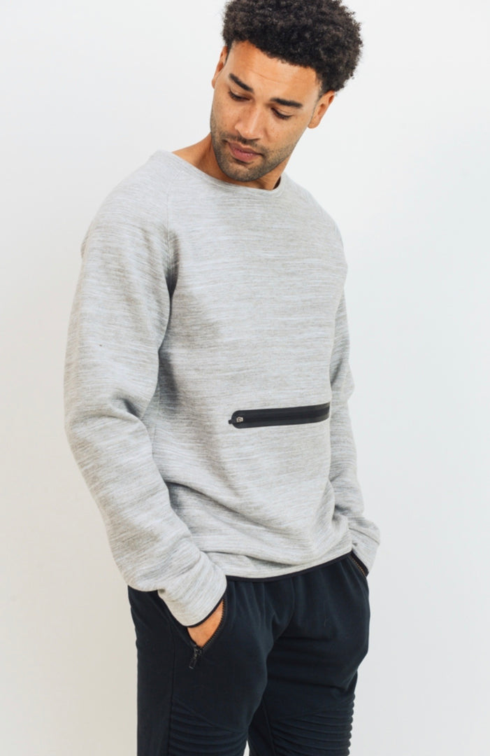 Crew-Neck Pullover with Zipper