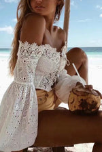 Load image into Gallery viewer, Lace Sexy Off the Shoulder Crop Top