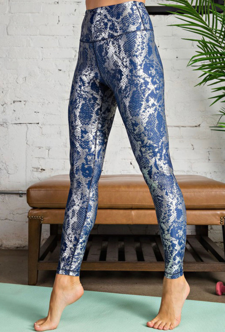 Blue Foil Print Leggings