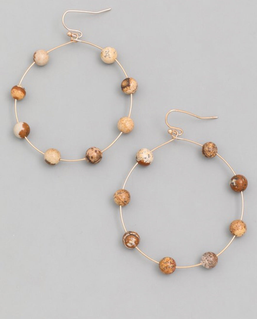 Gold Wire Faux Stone Hoops