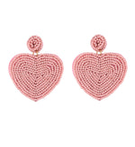 Load image into Gallery viewer, Light weight pink beaded heart earrings