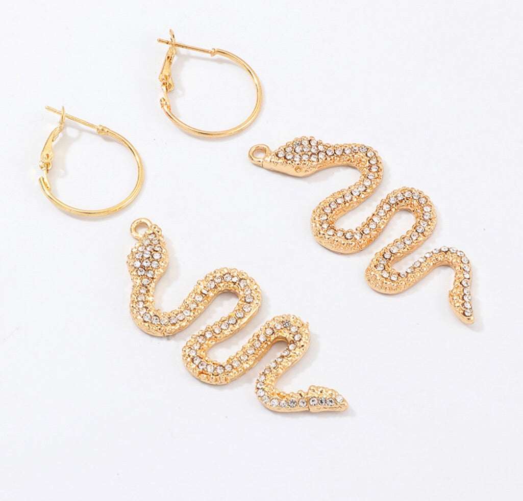 Rhinestone Snake Drop Earrings