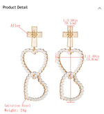 Load image into Gallery viewer, Cross Pearl Heart Drop Earrings