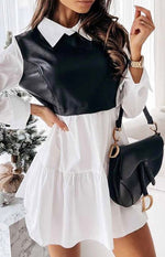 Load image into Gallery viewer, Faux Leather overlay Dress