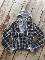 Load image into Gallery viewer, Flannel Layered Faux Hoodie