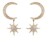 Load image into Gallery viewer, Moon and Star Rhinestone Earrings