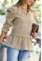 Load image into Gallery viewer, Peplum Top with Scallop Neck!