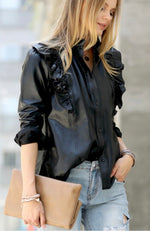 Load image into Gallery viewer, Faux Leather Button Down