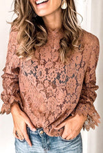 Load image into Gallery viewer, Flower Pattern Lace Mesh Blouse