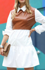 Load image into Gallery viewer, Faux Leather overlay Dress