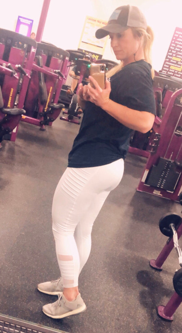 White Motto Style Leggings