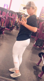 Load image into Gallery viewer, White Motto Style Leggings