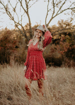 Load image into Gallery viewer, V Neck Balloon Sleeve Dress