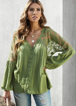 Load image into Gallery viewer, Lace Shoulder Blouse