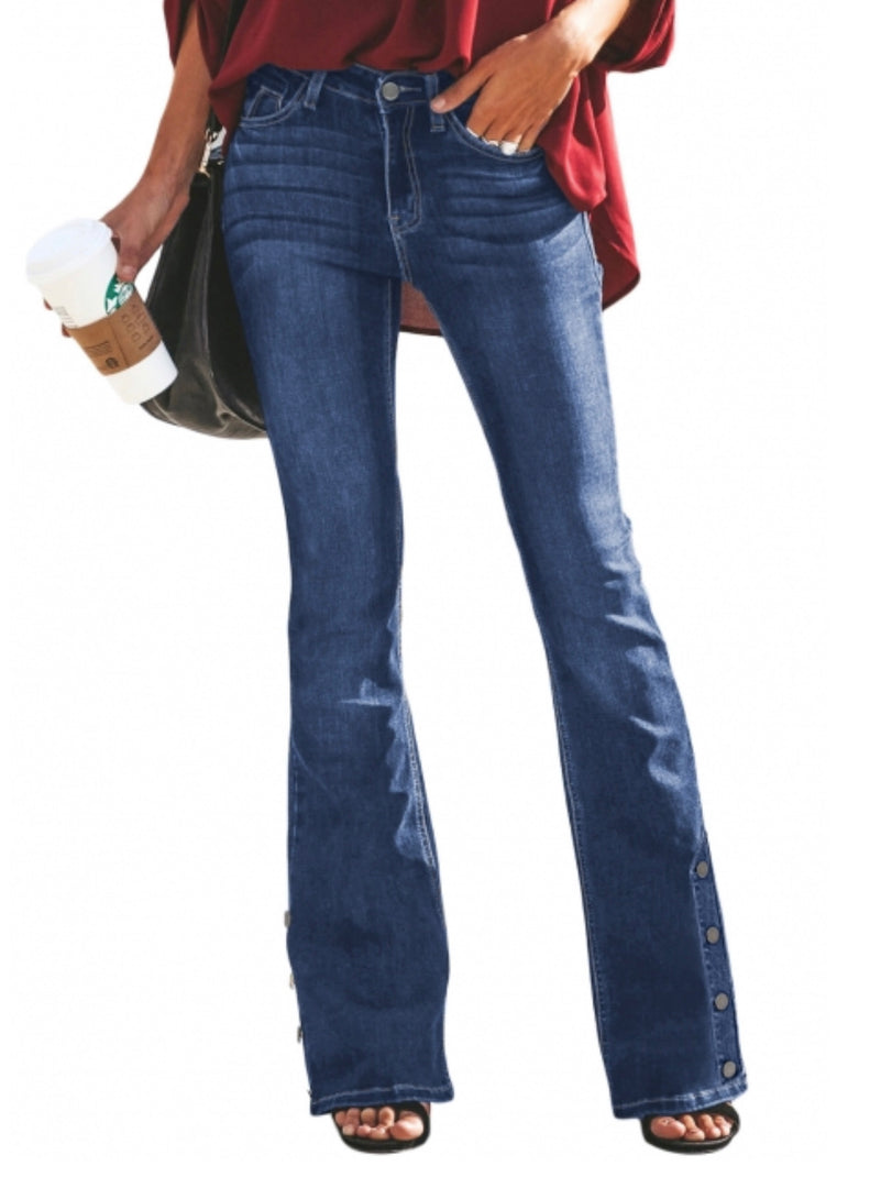 Flare Button Leg Jeans