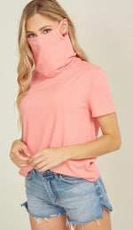 Load image into Gallery viewer, Pink Blouse with built in Mask