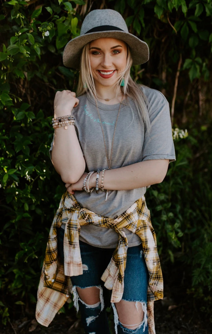 MUSTARD BLEACHED PLAID Button Down